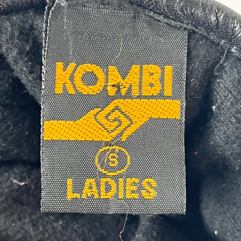 Kombi‎ Womens Small Black Leather Grey Faux Fur Mittens Winter Gloves